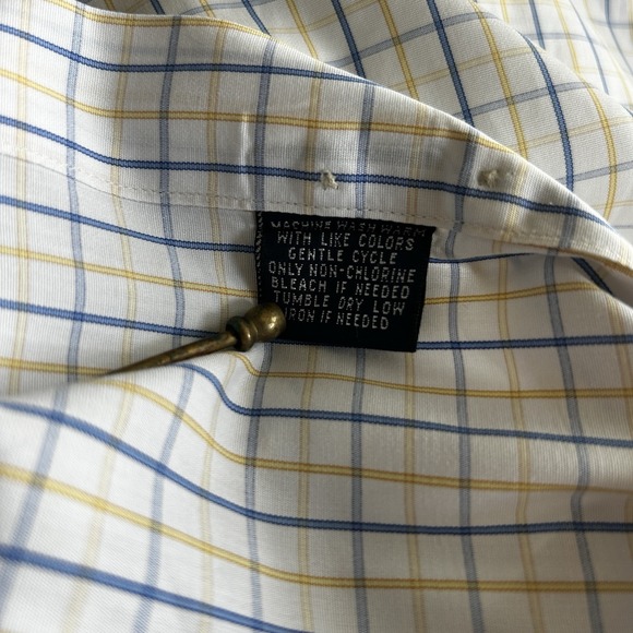 VTG Faconnable Shirt Mens XXL Blue Yellow & White Check Button Up Made In USA - Picture 10 of 10